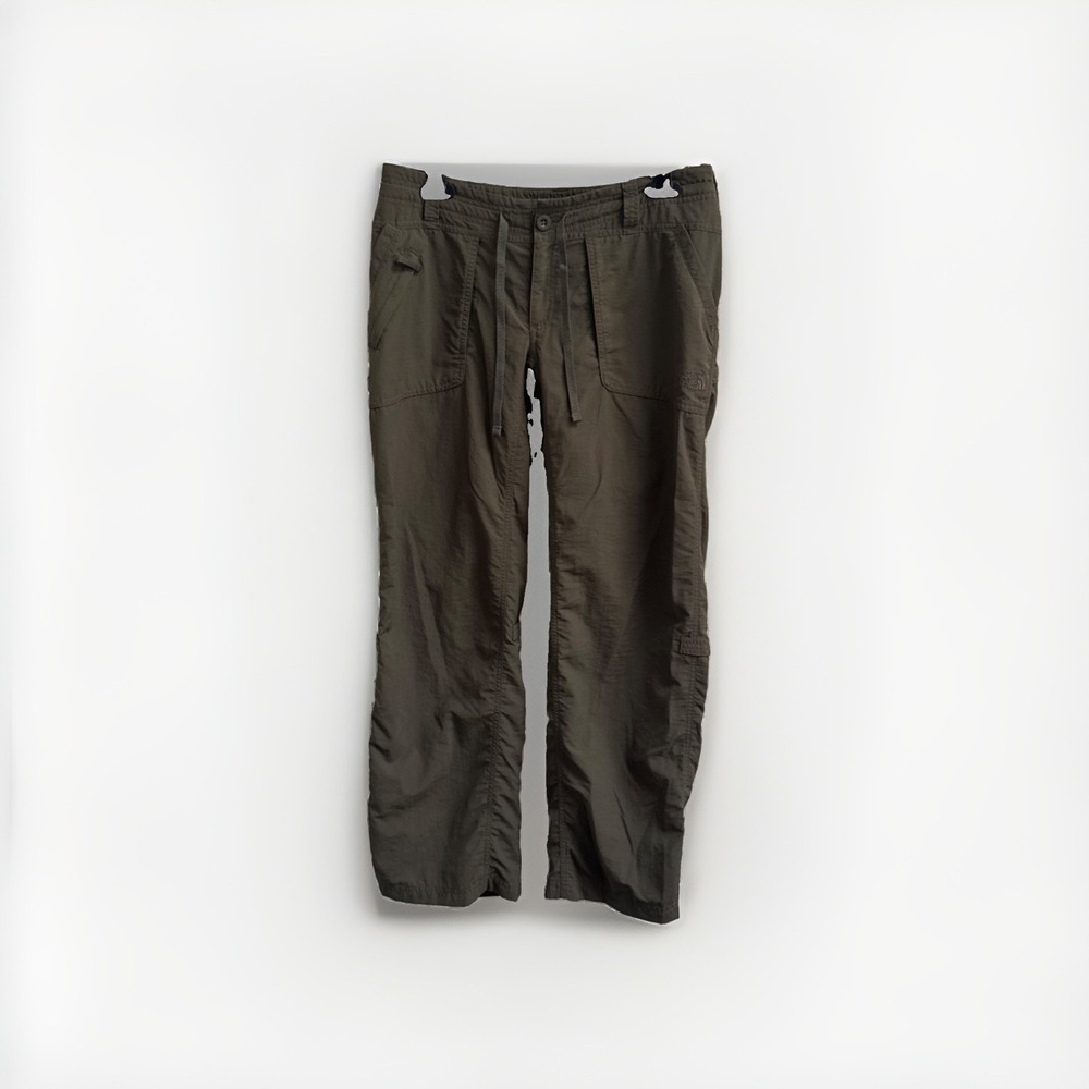 The North Face Roll Tab‎ Hiking Nylon Pants Sz 8 Army Green Mid Rise Stow Pocket